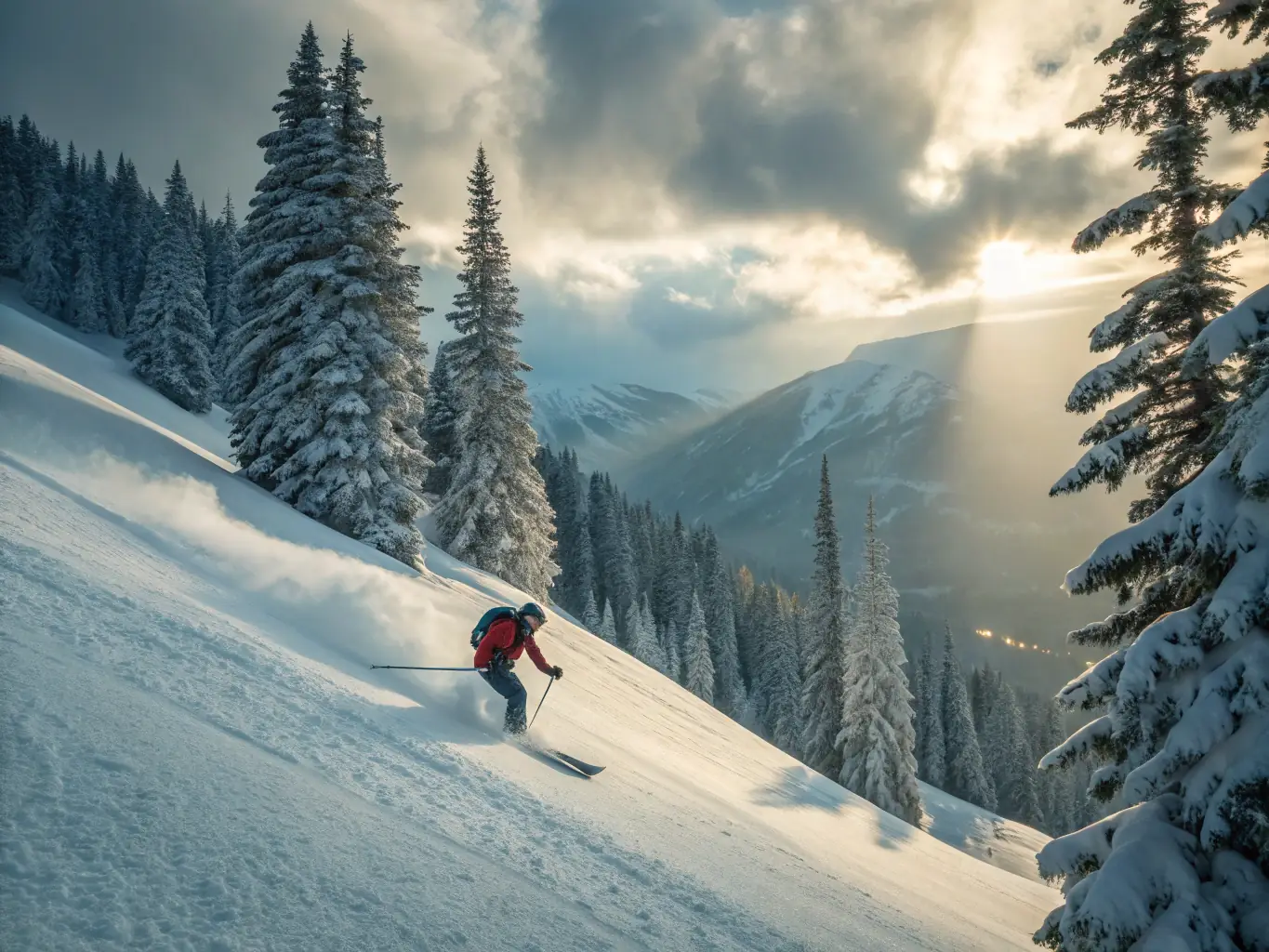 A scenic landscape with cross-country skiers gliding through a snowy trail, highlighting the environmental focus of ASS SPORT NATURE PAYS DE SAINT-FLOUR.